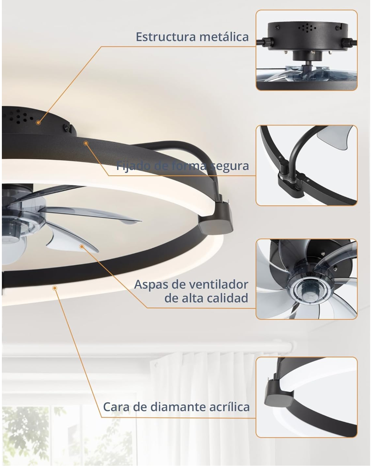 Ventilador de Techo con Luz LED y Control Remoto AirFusion™