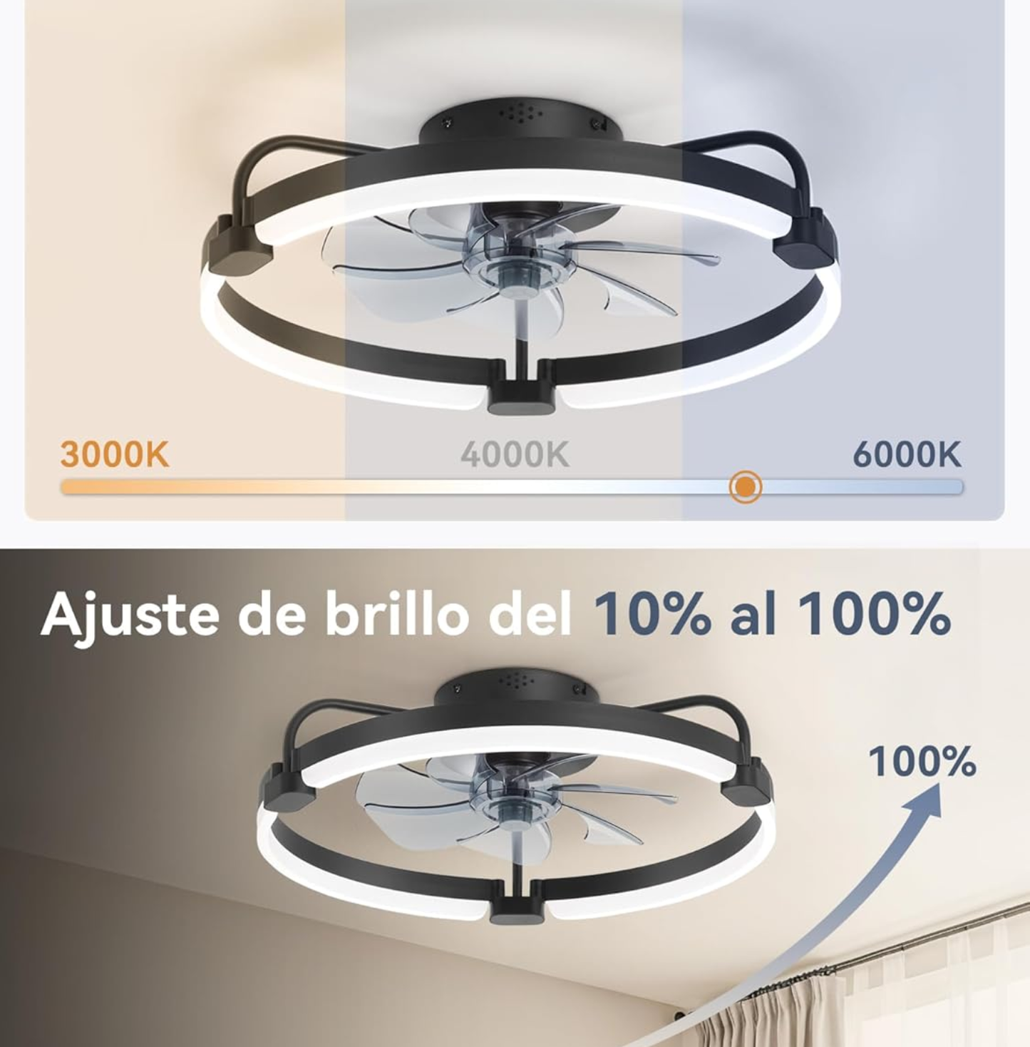 Ventilador de Techo con Luz LED y Control Remoto AirFusion™